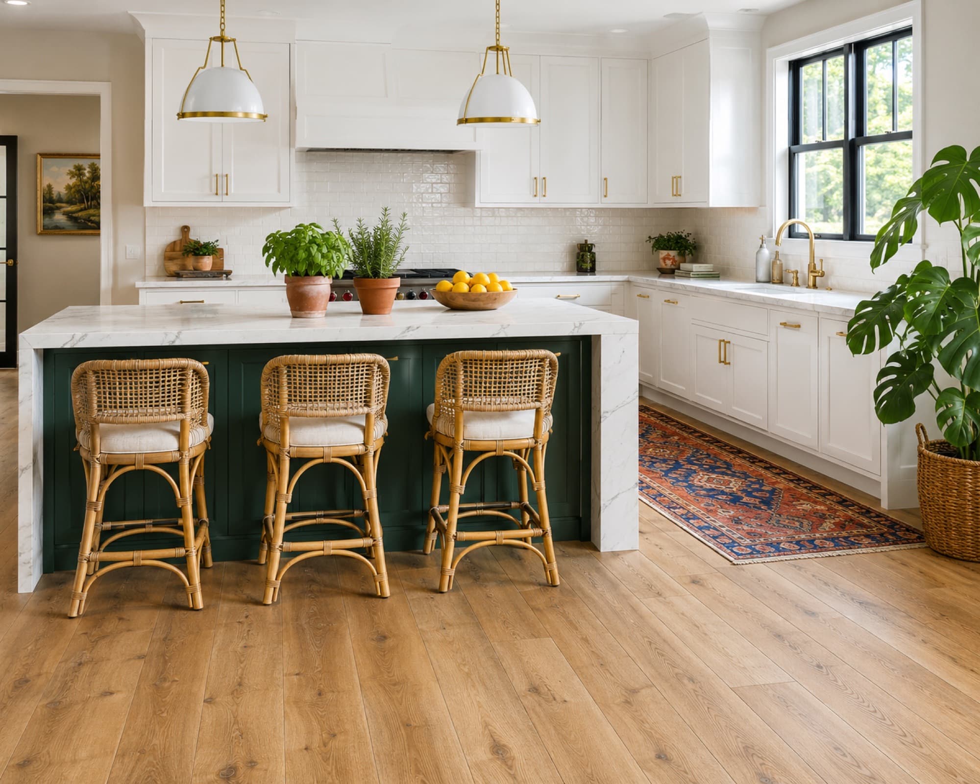 Kitchen — Honey-oak LVP