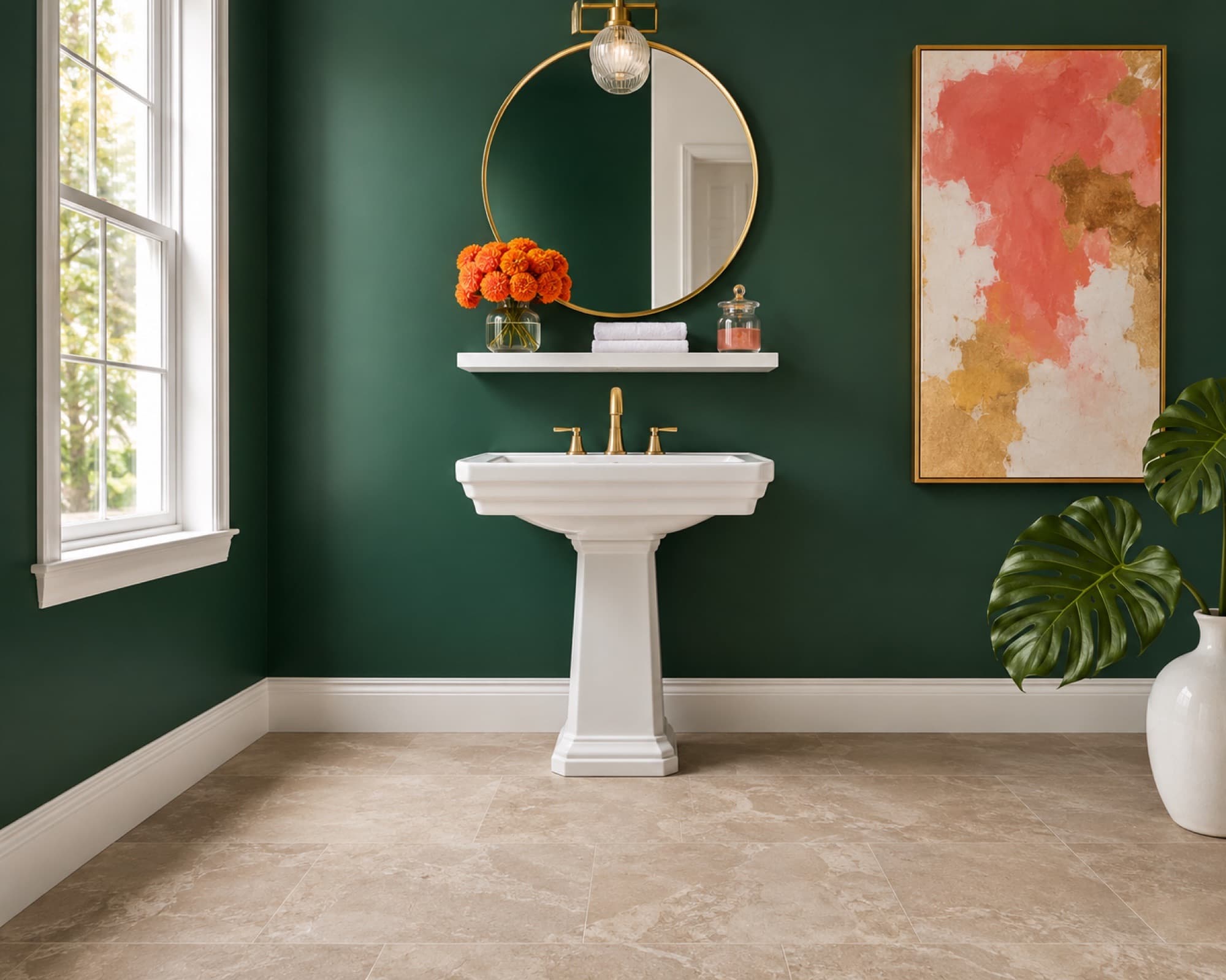 Powder Room — Stone-look LVT